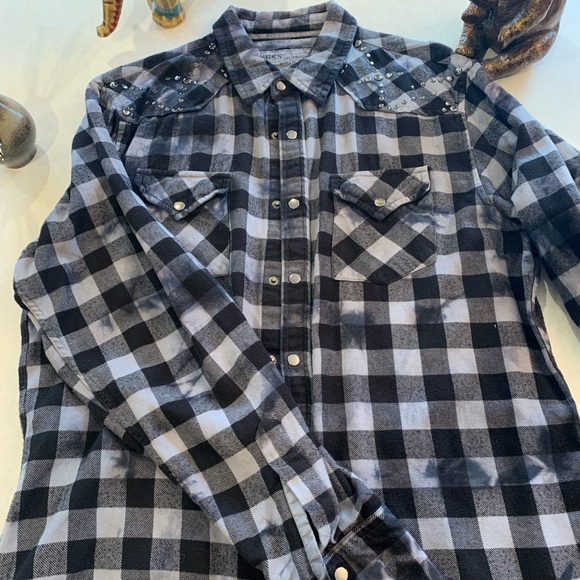 Guess Long-Sleeve black and grey cotton shirt - Picture 1 of 6